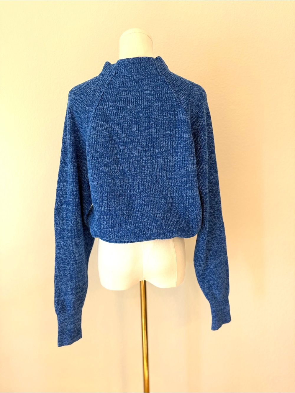 Free People Blue Cropped Mock Turtleneck Sweater | Size M - Picture 4 of 6